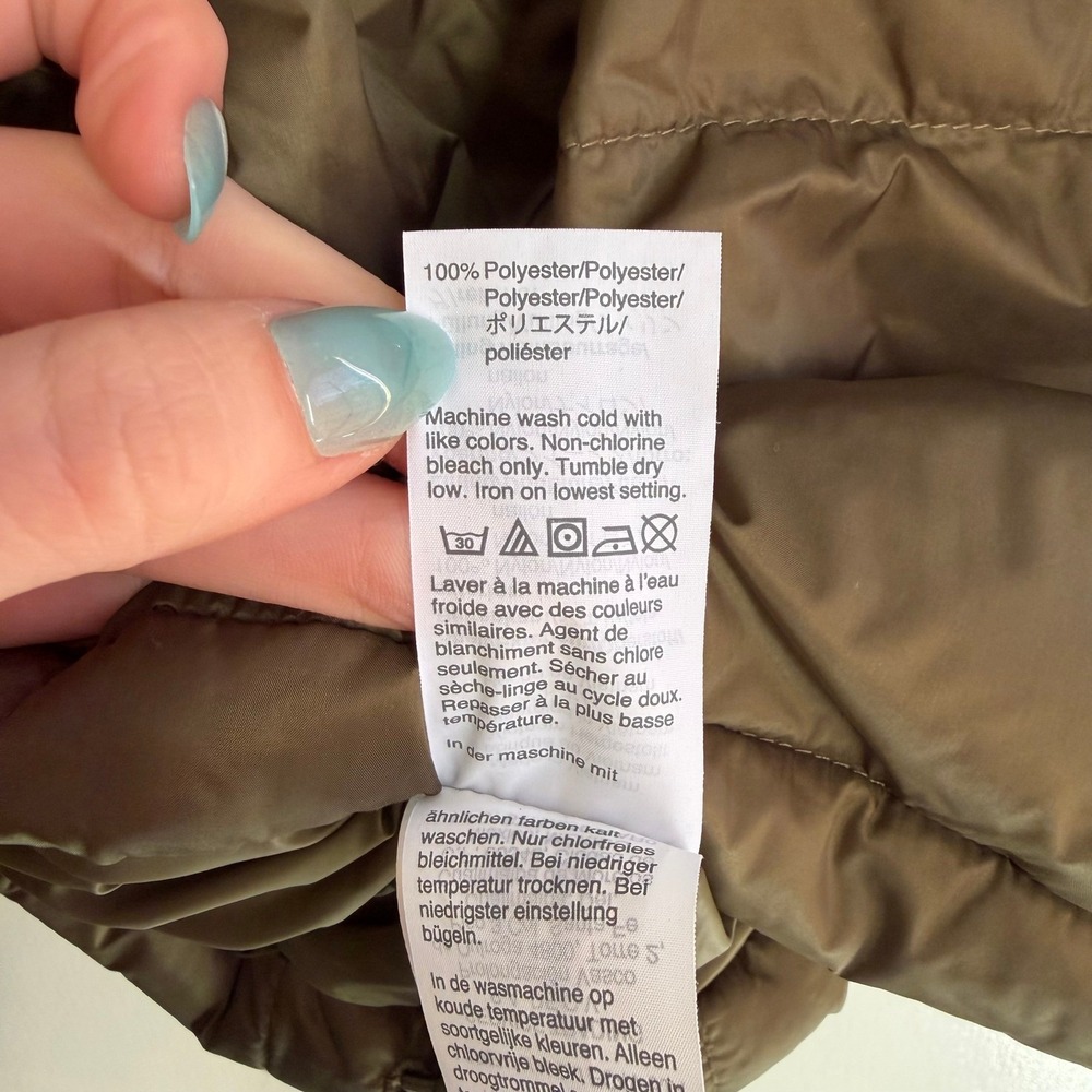 Madewell Women's Olive Green Puffer Jacket Full Zip Quilted Coat Size L - Picture 8 of 10